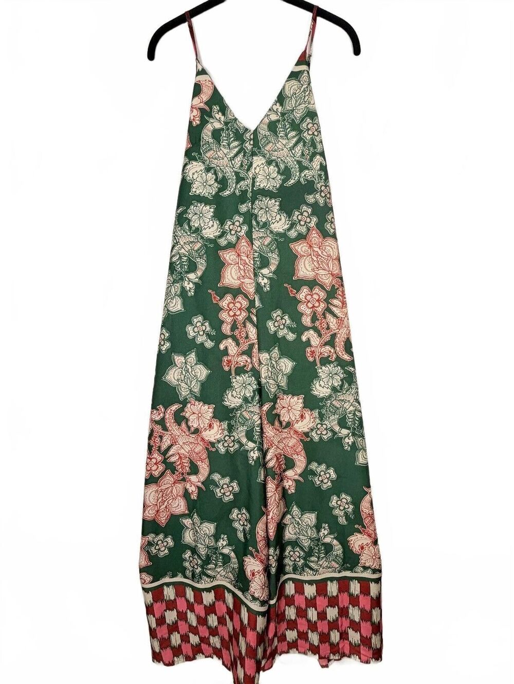 Robertson + Rodeo Green Floral Scarf Print Wide Leg Jumpsuit Size Small